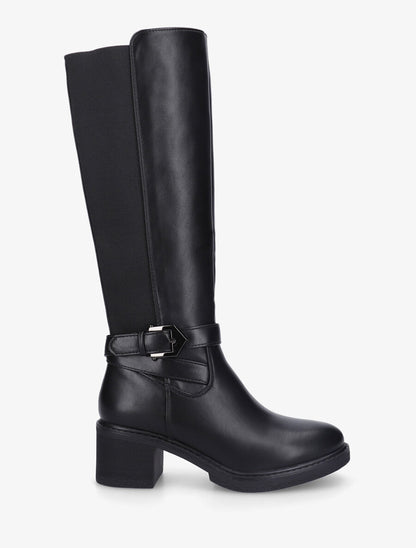 Bottes unies élastiquées sanglées - Noir - 1