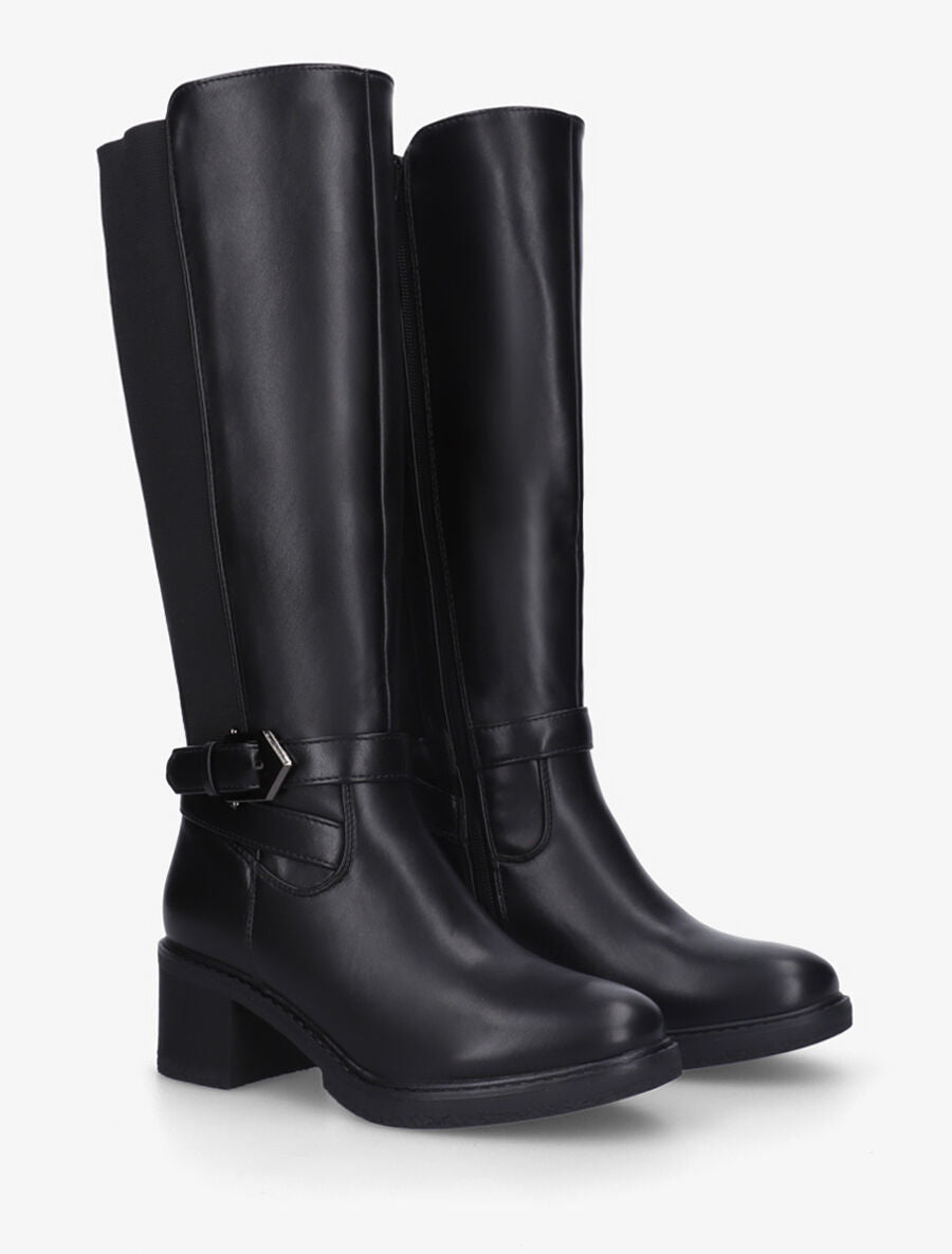 Bottes unies élastiquées sanglées - Noir - 4