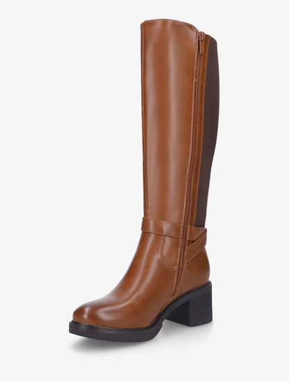 Bottes unies élastiquées sanglées - Camel - 3