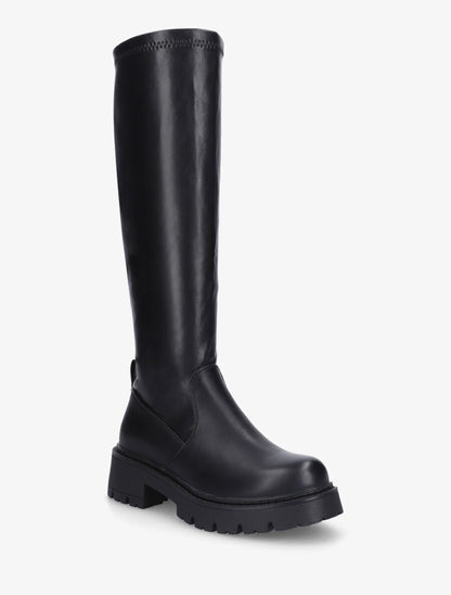 Bottes unies en simili - Noir - 2