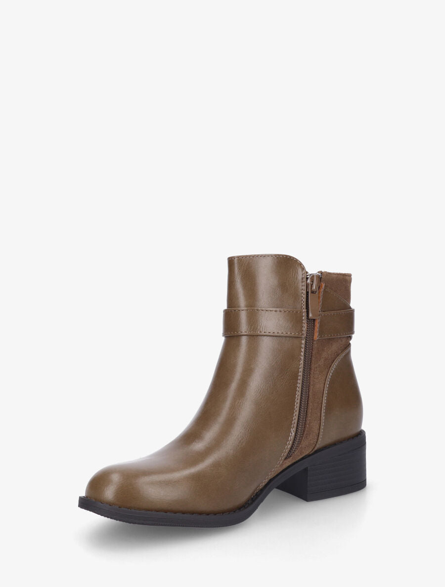 Bottines unies bi-matière - Taupe - 3