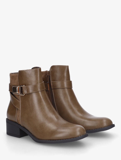 Bottines unies bi-matière - Taupe - 4