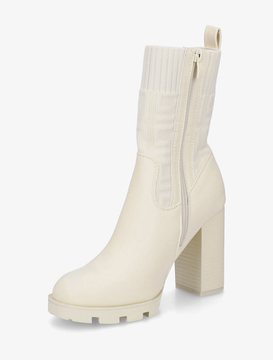 Bottines chaussettes imprimé grec - Beige - 3
