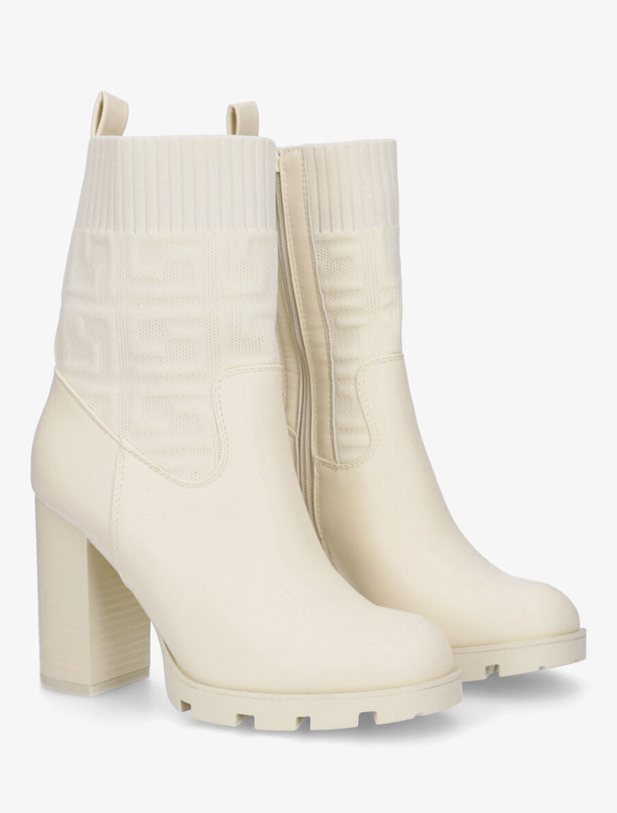 Bottines chaussettes imprimé grec - Beige - 4