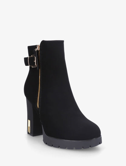 Bottines sanglées à empiècement métal au talon - Noir - 2