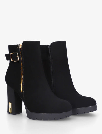 Bottines sanglées à empiècement métal au talon - Noir - 4