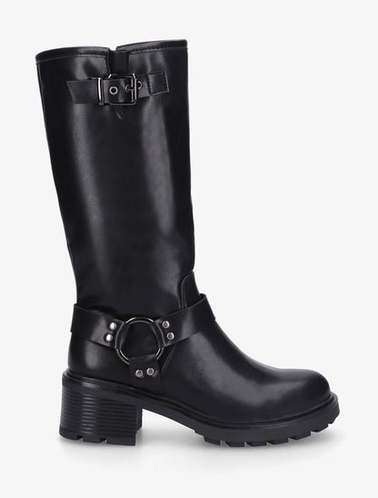Bottes unies en simili à talon - Noir - 5