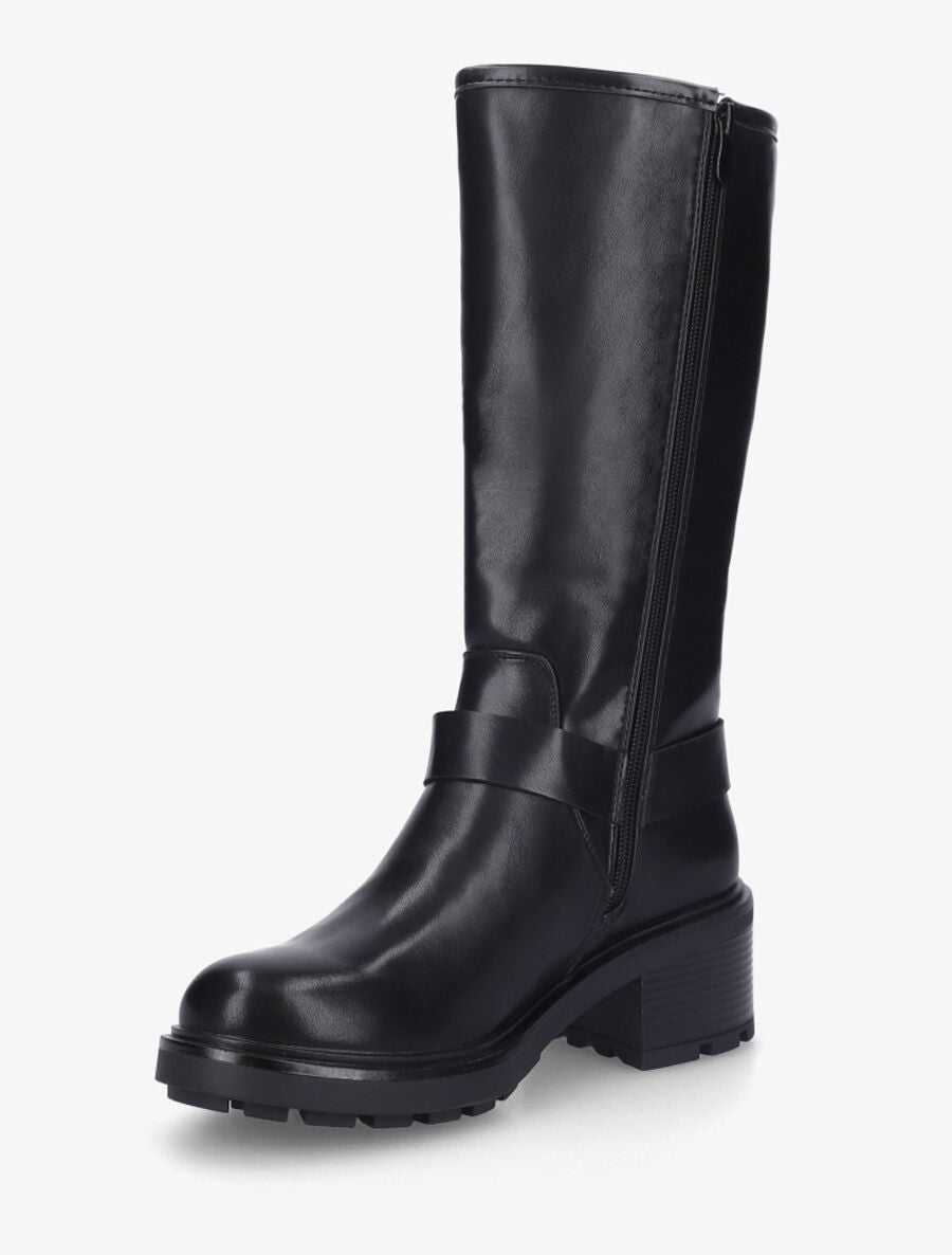 Bottes unies en simili à talon - Noir - 3