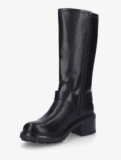 Bottes unies en simili à talon - Noir - 3