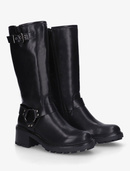 Bottes unies en simili à talon - Noir - 4