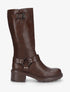 Bottes unies en simili à talon - Marron - 1