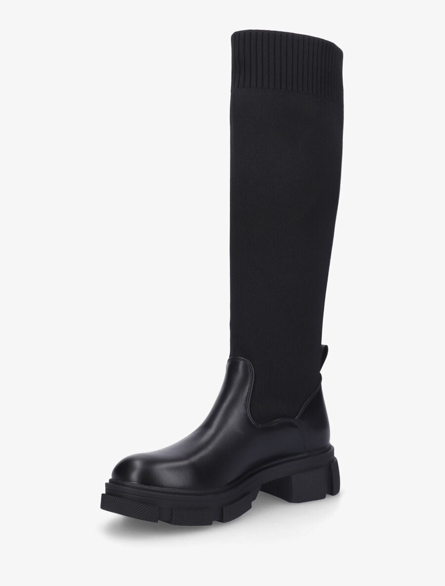 Bottes unies style chaussettes - Noir - 3