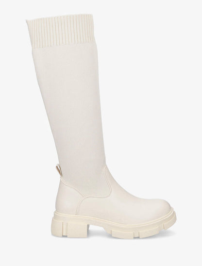 Bottes unies style chaussettes - Beige - 1