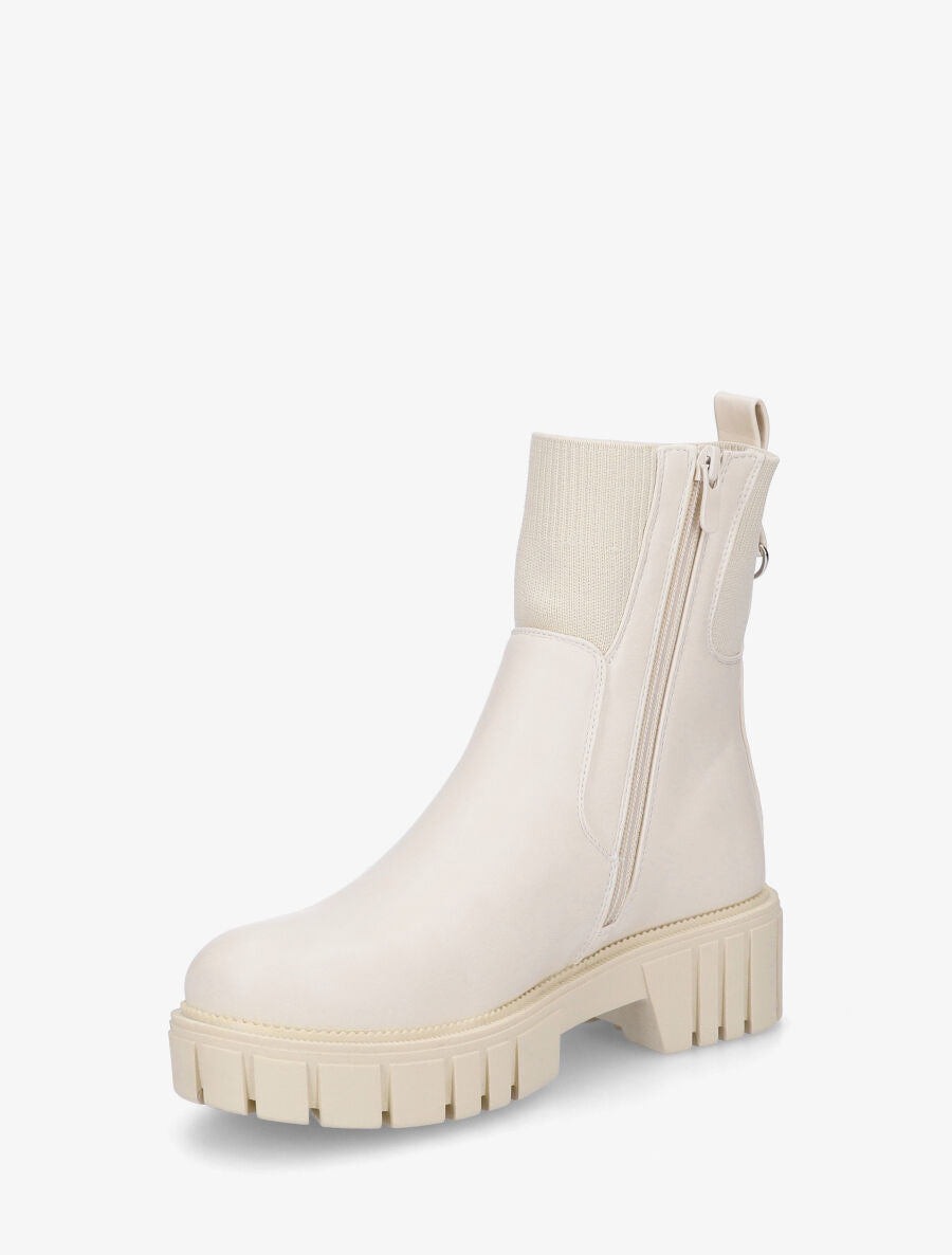 Bottines unies style chaussettes - Beige - 3