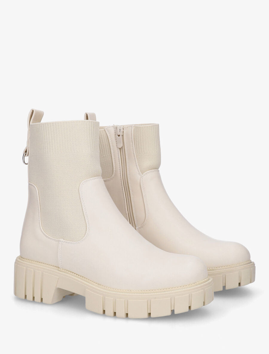Bottines unies style chaussettes - Beige - 4