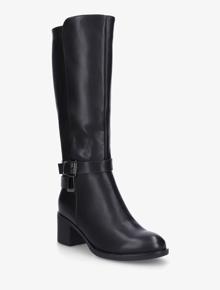 Bottes en simili sanglées à talon - Noir - 2