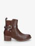 Bottines bi-matière à détail croco - Marron - 1