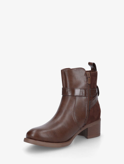 Bottines bi-matière à détail croco - Marron - 3