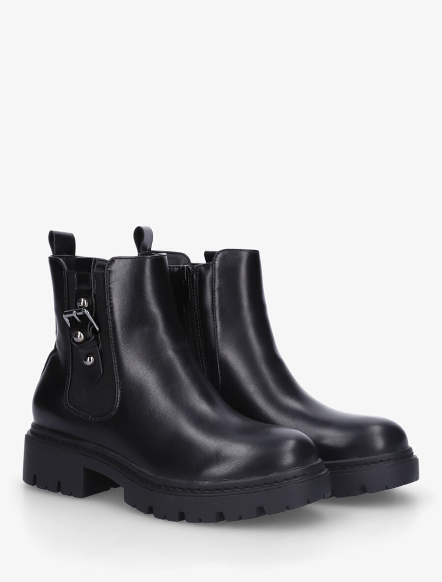 Bottines élastiquées en simili - Noir - 4