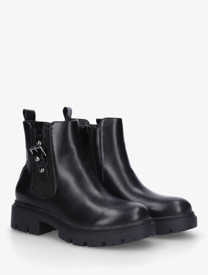 Bottines élastiquées en simili - Noir - 4