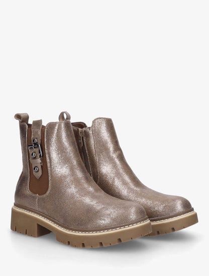 Bottines élastiquées irisées en simili - Or - 4