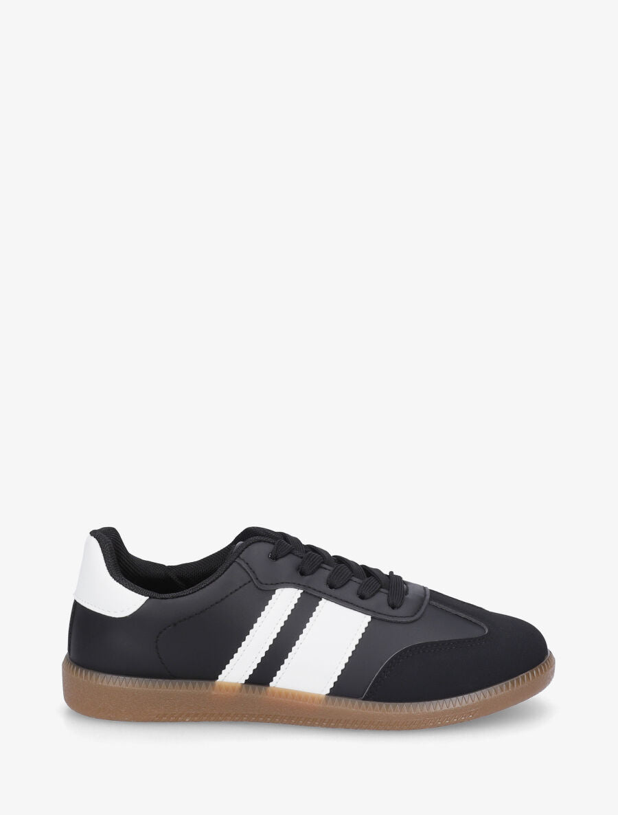 Sneakers en simili bi-matière - Noir - 1