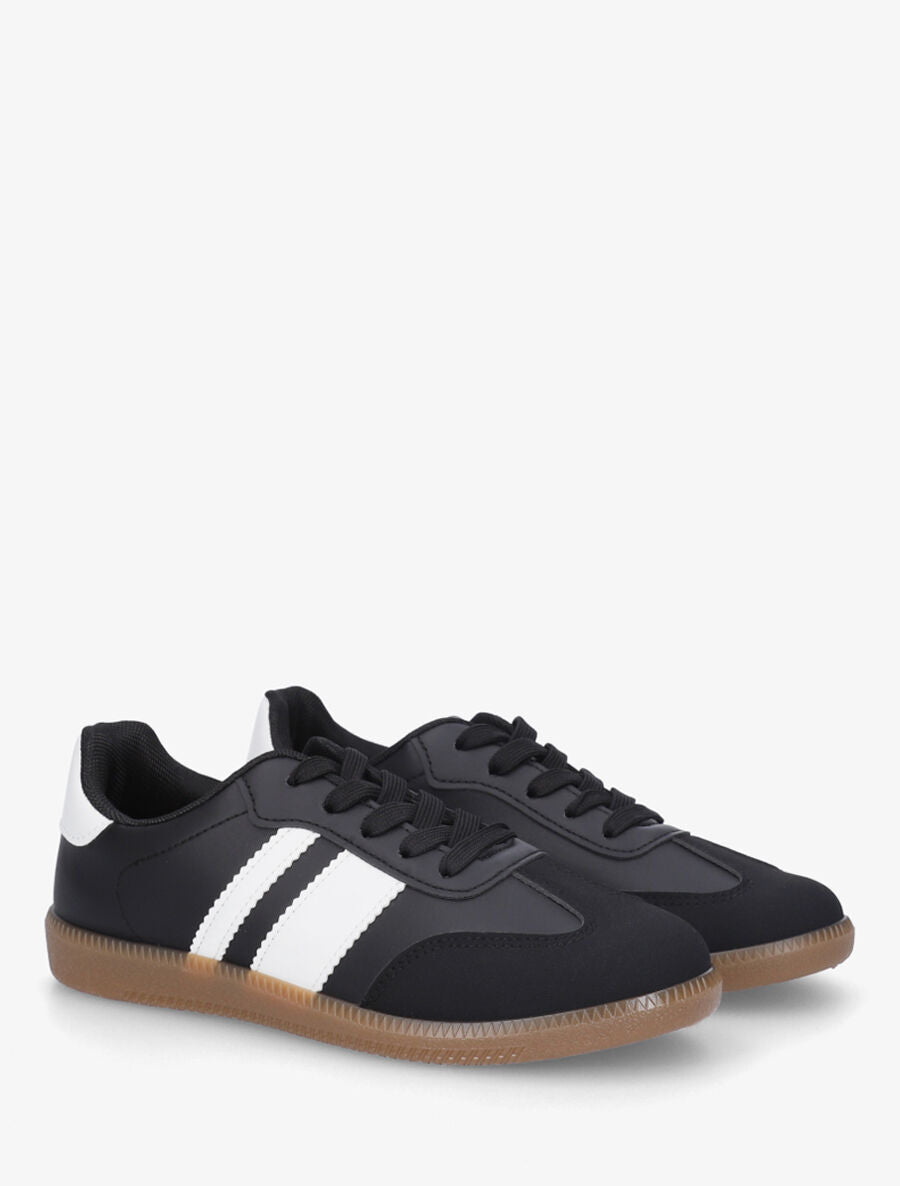 Sneakers en simili bi-matière - Noir - 4