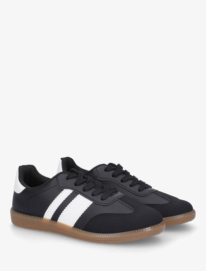 Sneakers en simili bi-matière - Noir - 4