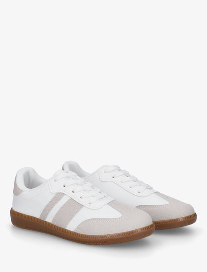 Sneakers en simili bi-matière - Taupe - 4