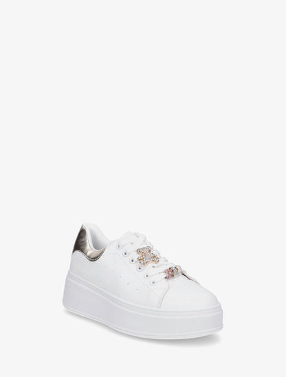 Sneakers à contrefort contrastant et bijoux strassés - Or - 2