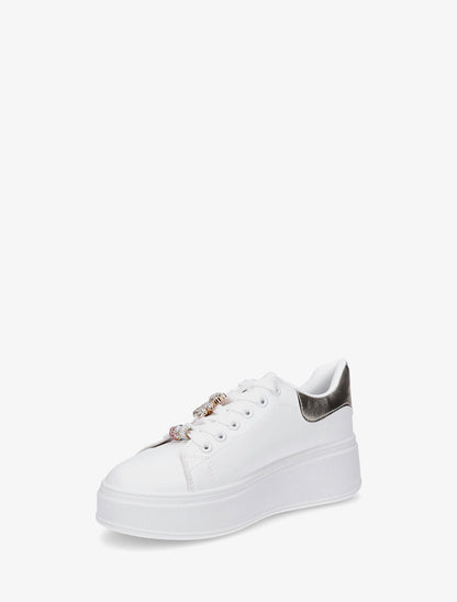 Sneakers à contrefort contrastant et bijoux strassés - Or - 3