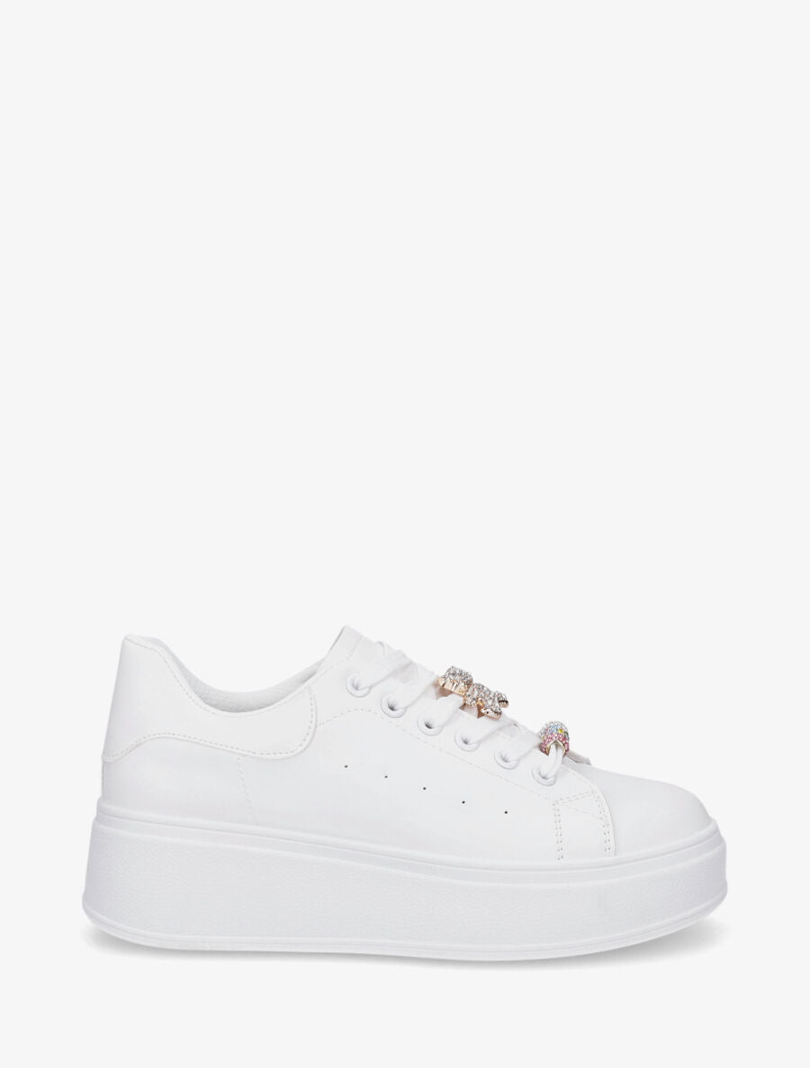 Sneakers à bijoux strassés - Blanc - 5