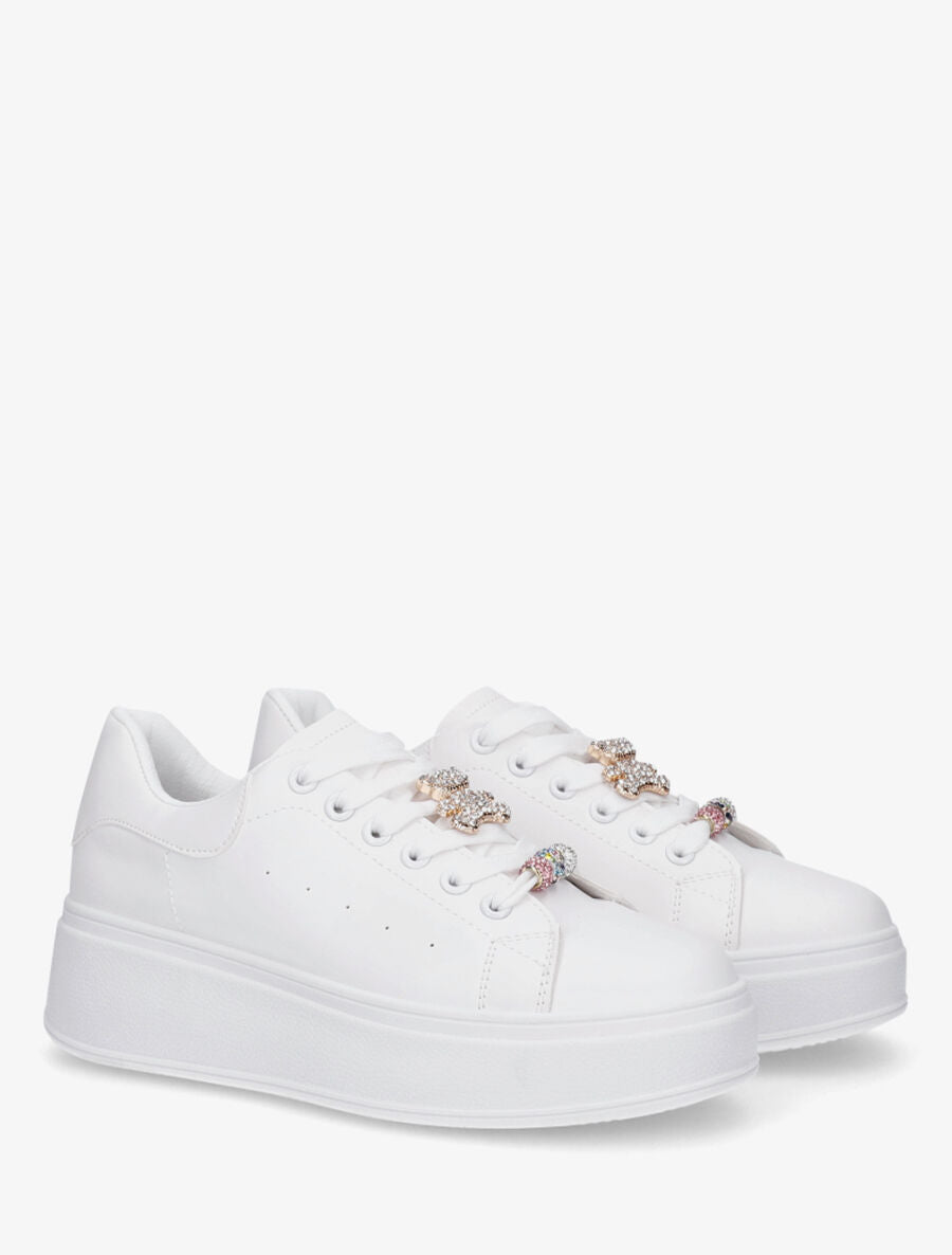 Sneakers à bijoux strassés - Blanc - 4