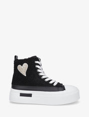 Sneakers montantes molletonnées - Noir - 1