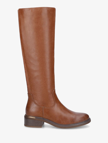 Bottes élastiquées en simili à empiècement métal au talon - Camel - 5