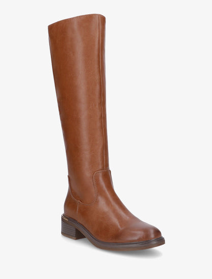 Bottes élastiquées en simili à empiècement métal au talon - Camel - 2