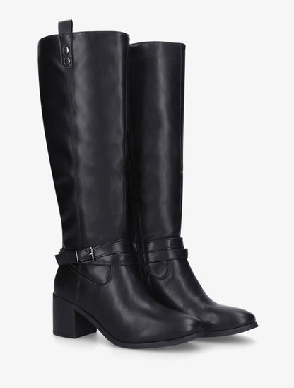 Bottes en simili sanglées à talon - Noir - 4