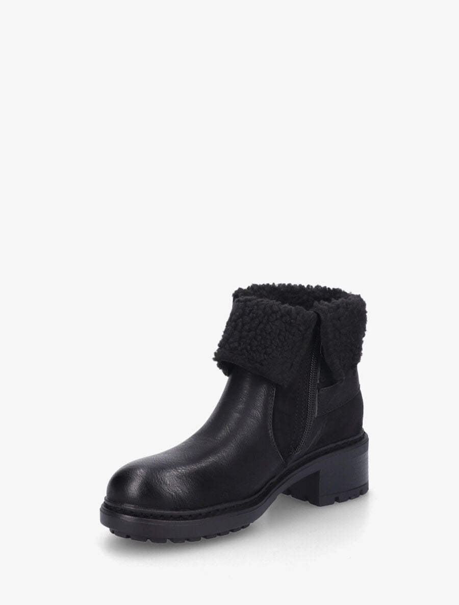 Bottines revers molletonné en simili et suédine - Noir - 3
