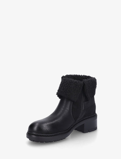 Bottines revers molletonné en simili et suédine - Noir - 3