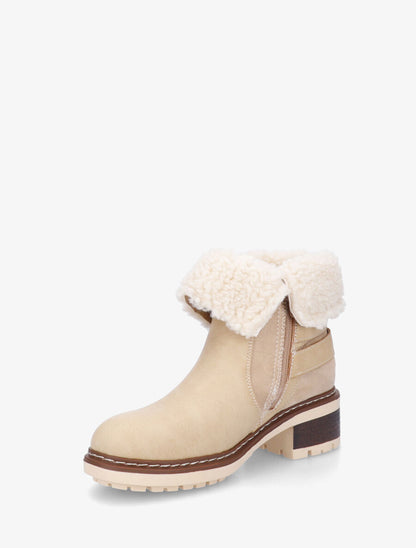 Bottines revers molletonné en simili et suédine - Beige - 3