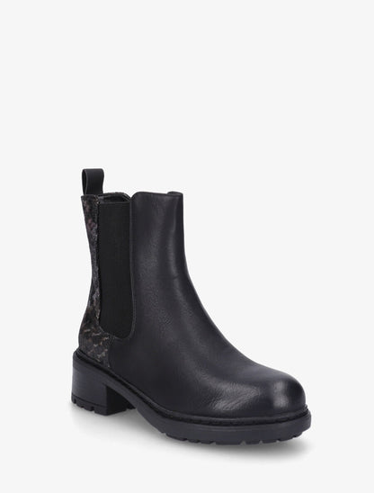 Bottines chelsea à détail python - Noir - 2