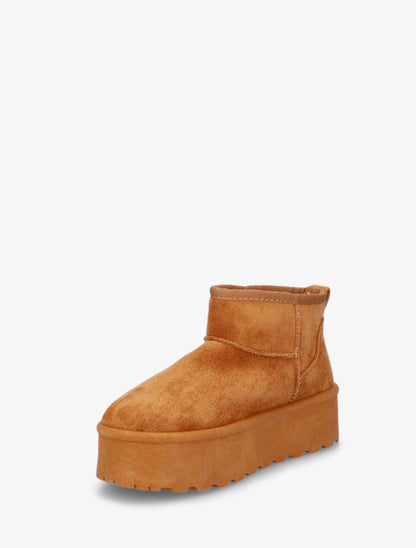 Low boots fourrées en suédine - Camel - 3