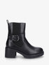 Bottines montantes élastiquées en simili - Noir - 1