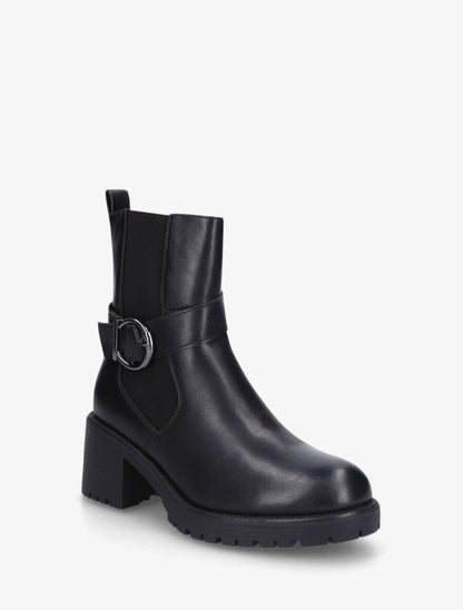 Bottines montantes élastiquées en simili - Noir - 2