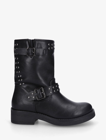 Bottines en simili cloutées - Noir - 1
