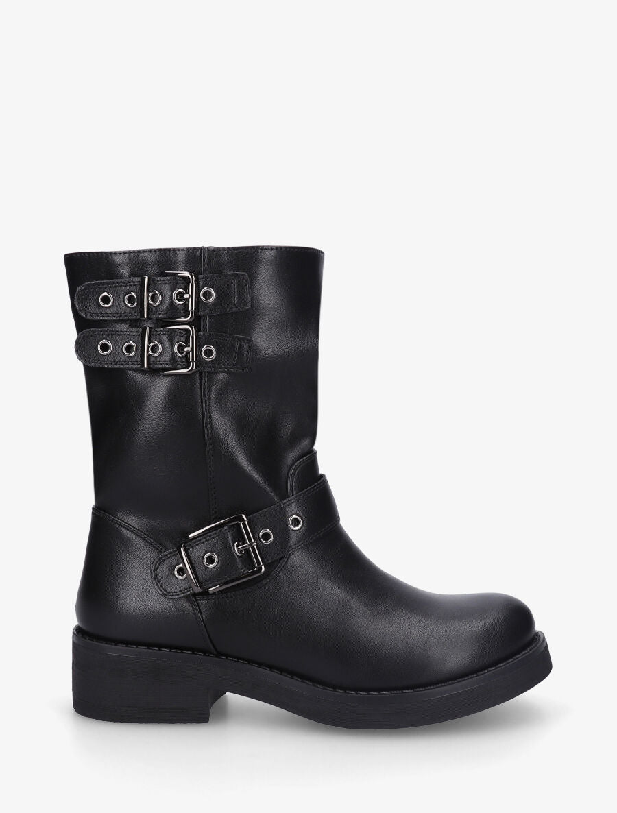 Bottines en simili à triple sangles - Noir - 5