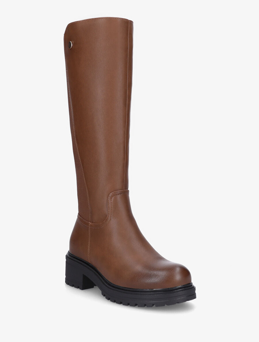 Bottes élastiquées en simili - Camel - 2