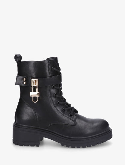 Bottines montantes à empiècement cadenas - Noir - 5