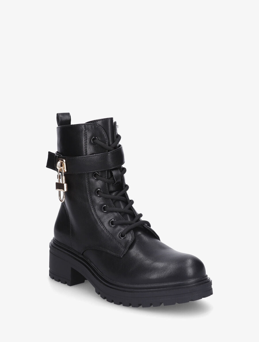Bottines montantes à empiècement cadenas - Noir - 2