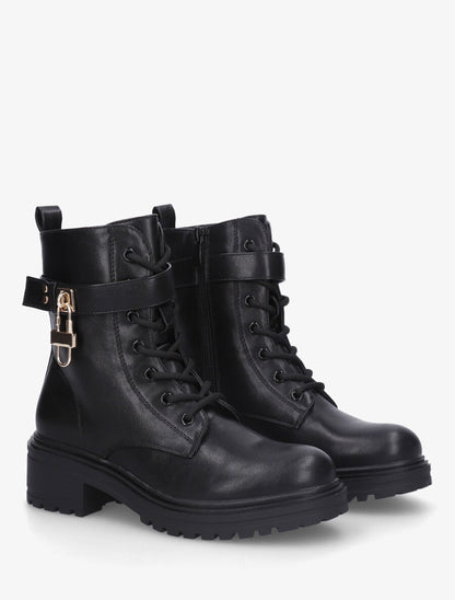 Bottines montantes à empiècement cadenas - Noir - 4